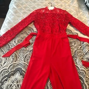 Red lace top body suit